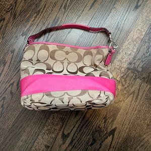 Coach Signature C Canvas Leather Hobo Shoulder Bag